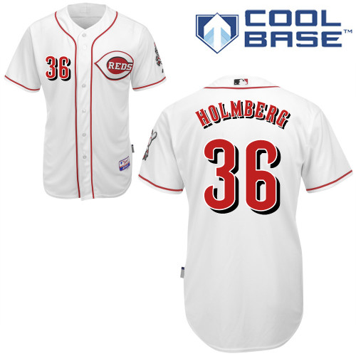David Holmberg #36 MLB Jersey-Cincinnati Reds Men's Authentic Home White Cool Base Baseball Jersey